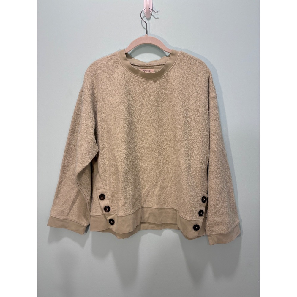 Madewell Sherpa Fleece Side Button Sweatshirt